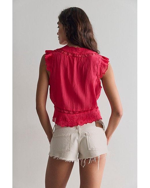 Free People Red Day Dreamer Top