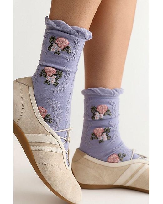 Free People Purple Wildflower Trouser Socks