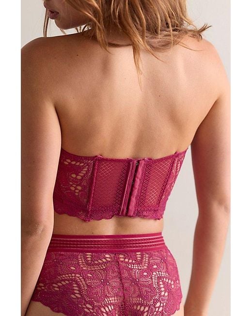 Intimately By Free People Red Moonlit Meadow Lace Strapless Corset Bralette By