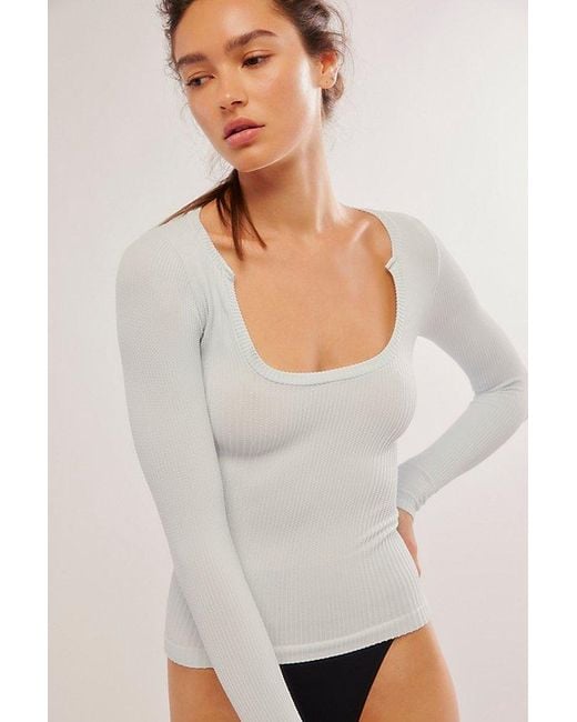 Free People White Clean Slate Seamless Layering Top