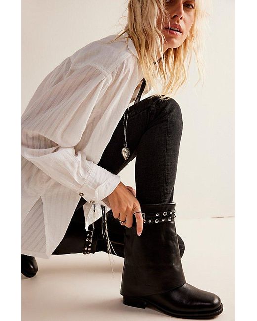 Free People Red Scorpio Studded Foldover Boots