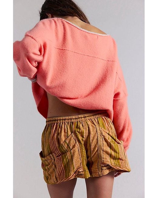 Free People Red Good Fortune Stripe Shorts