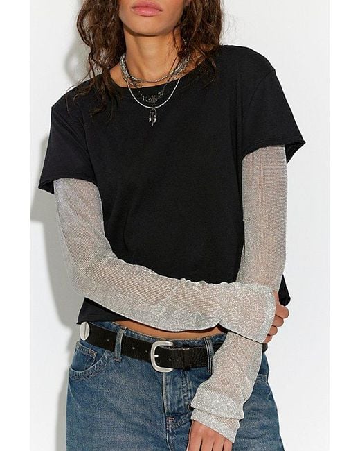 Free People Black Oliver Twofer Long Sleeve Top