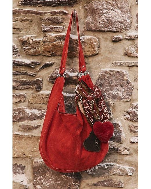 Free People Red Roma Suede Tote Bag