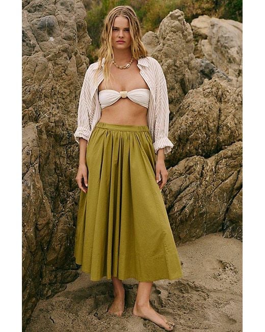 free-est Green Lowen Midi Skirt By