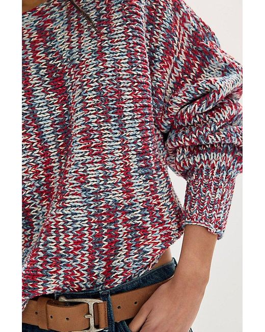 Free People Red Horizon Knit Pullover