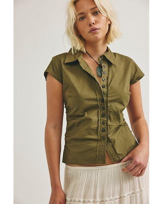 Free People Green Maude Tiny Top