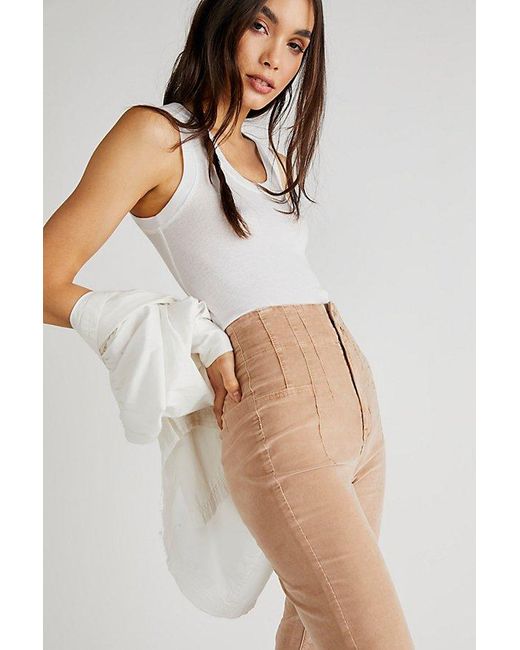 Free People White Jayde Cord Flare Jeans At Free People In Natural, Size: 24
