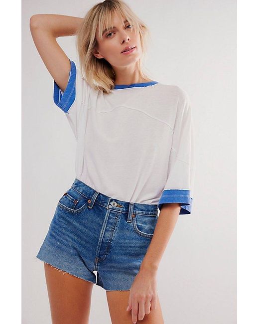 Re/done Blue '70S High-Rise Shorts