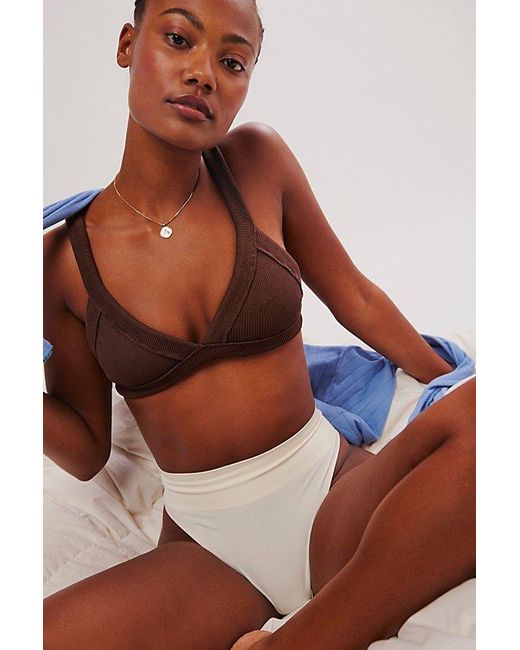 Intimately By Free People Brown All Day Rib Triangle Bralette