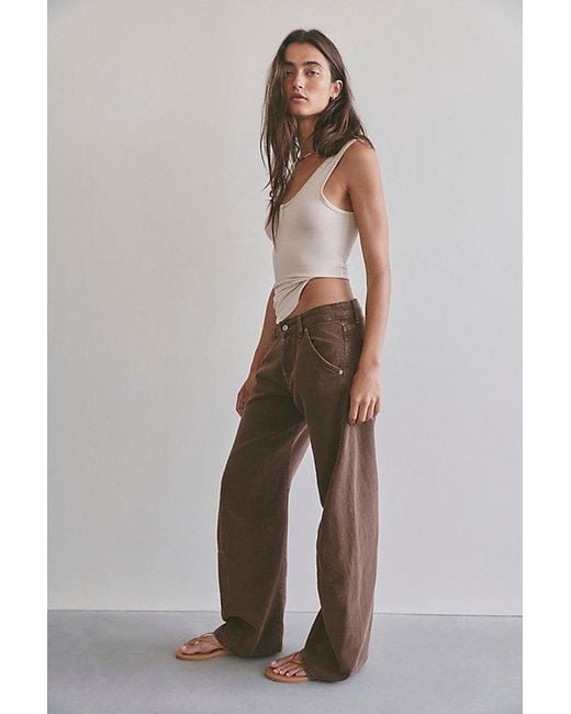 Free People Gray Highland Low-Rise Twisted Bowed Jeans