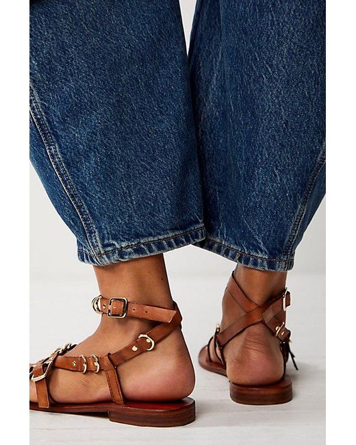 Free People Blue Midas Touch Sandals At In Vachetta, Size: Us 7