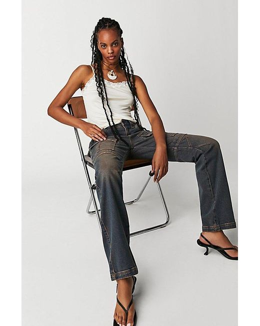 Free People Blue Dream Maker Relaxed Mid-rise Jeans At Free People In Studio Magic, Size: 29
