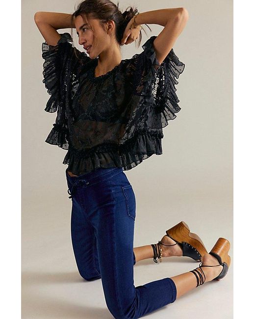 Free People Multicolor Knockout Mid-rise Crop Jeans At Free People In Dark And Stormy, Size: Xs