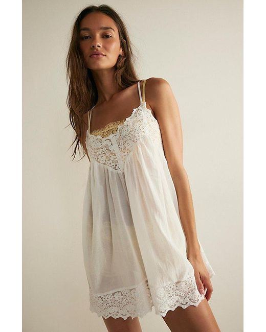 Intimately By Free People Natural Fiona Mini Slip Dress