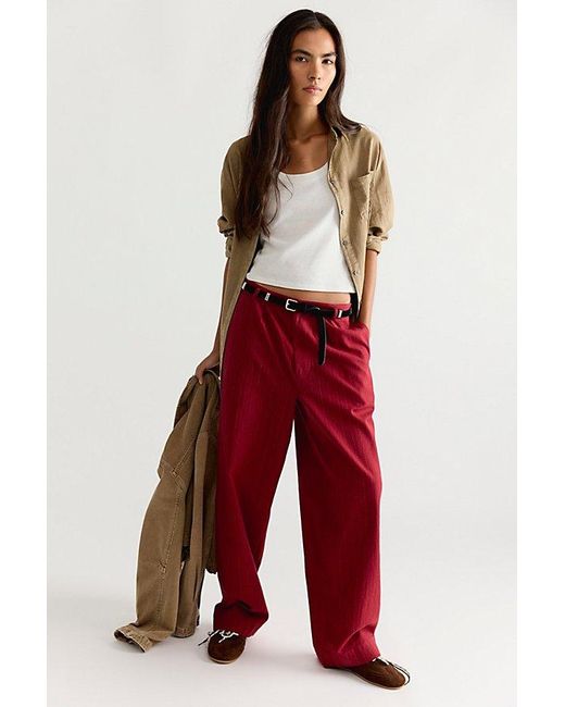 Free People Brown Sabine Striped Linen Button Down Top
