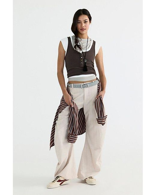 Free People Natural Spotlight Menswear Striped Barrel Trousers