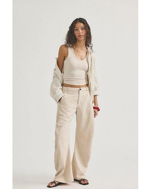 Free People Natural Spotlight Menswear Striped Barrel Trousers