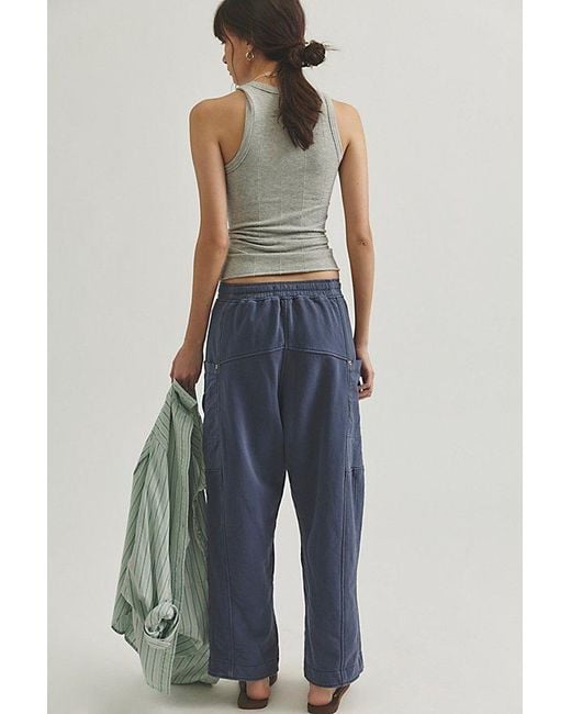 Free People Blue Jet Set Knit Pull-On Trousers