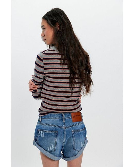 One Teaspoon Multicolor Bandits Low-Waist Denim Shorts