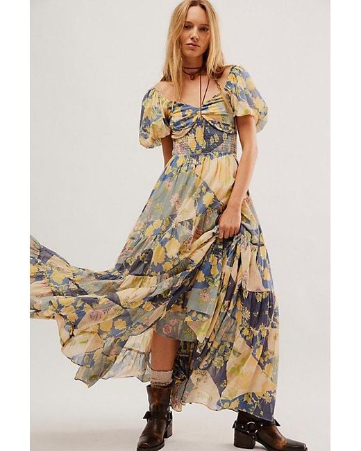 Multicolor maxi dress with sleeves cheap