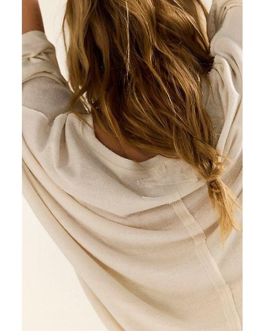 Free People Natural Boxy Crew-Neck Silk Tee