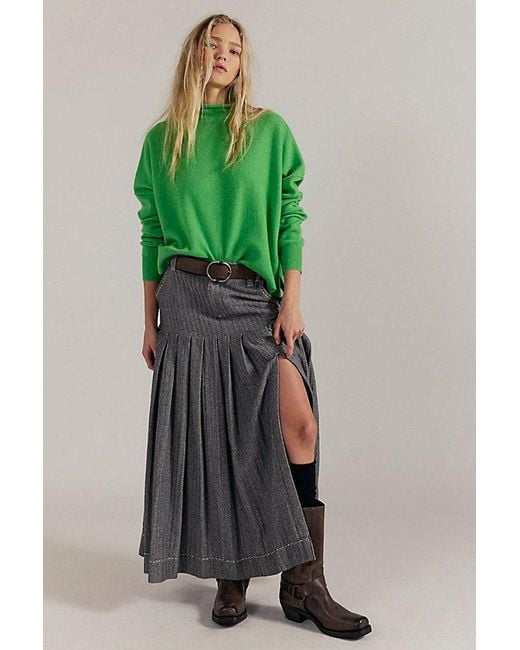 Free People Green Ambrose Cashmere Turtleneck Sweater