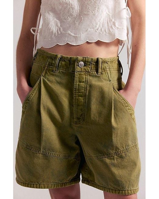 Free People Green Wild Rebel Barrel Shorts