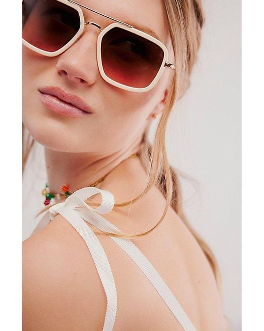 Free People Natural Luna Classic Aviator Sunglasses