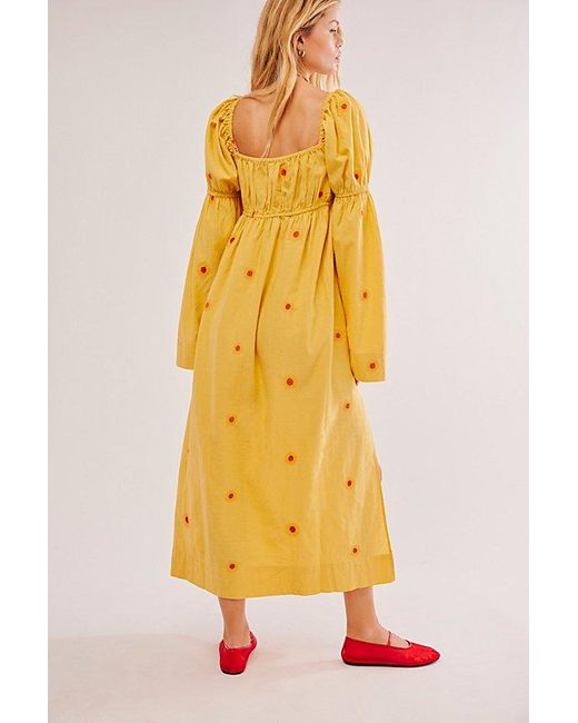 Free People Black Emory Embroidered Midi Dress