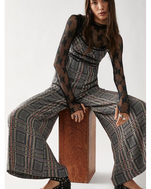Free People Leather Marley Plaid One Piece Lyst