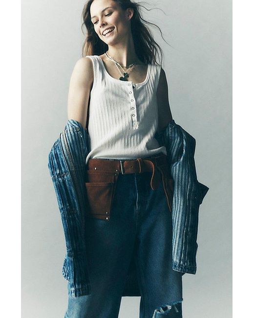 Free People Blue Crew Cargo Pocket Belt