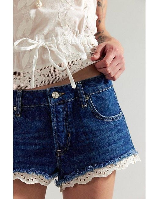 Free People Blue Cali Lace Shorties