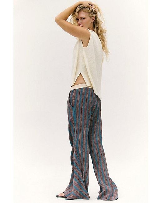 free-est Blue Bel Striped Flare Pants By
