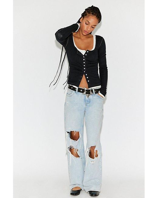 Intimately By Free People Black End Game Pointelle Long Sleeve By