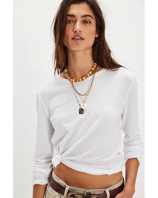 Free People White Nova Long-Sleeve Tee