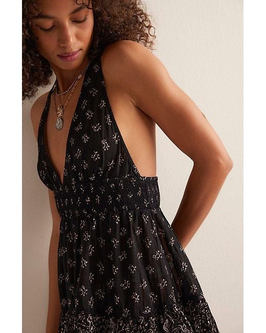 Intimately By Free People Black Happy Hour Printed Mini Slip By