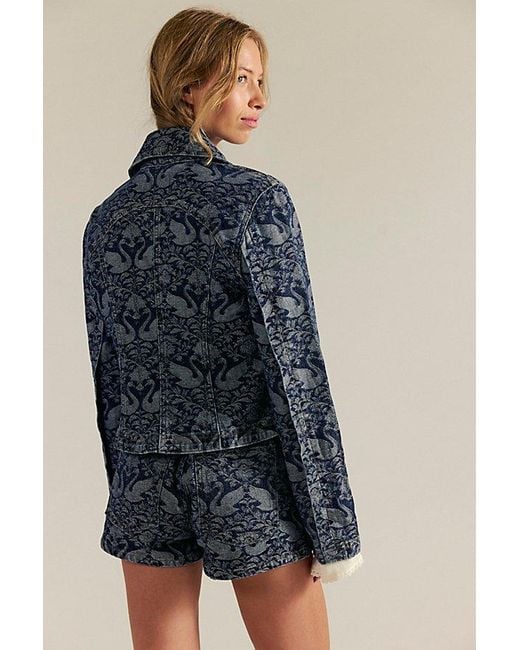 Free People Blue River Denim Printed Jacket