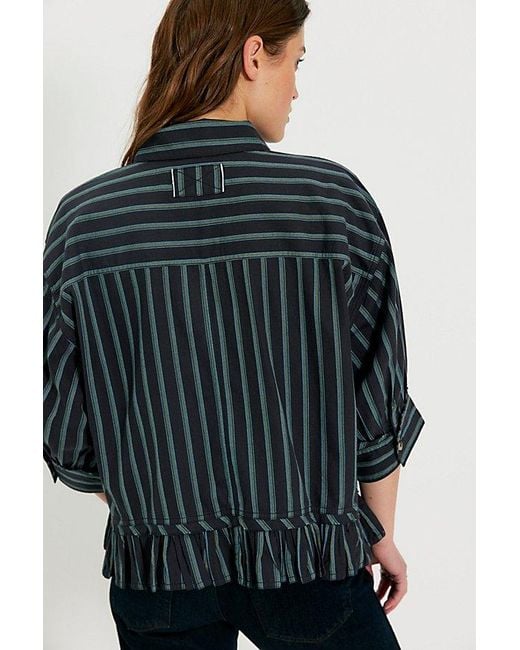 Free People Black Bailey Stripe Shirt