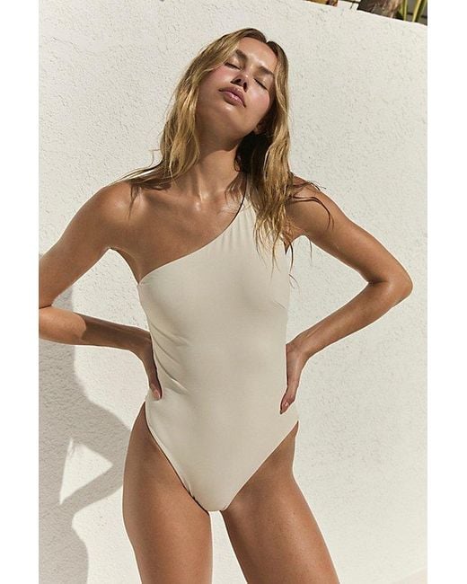 Ziah Natural Leme Asymmetric One-Piece Swimsuit