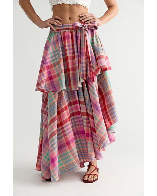Rujuta Sheth Red Circa Midi Skirt