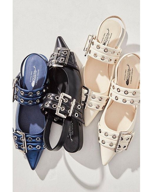 Jeffrey Campbell Black Lilly Buckle Slingback Flats