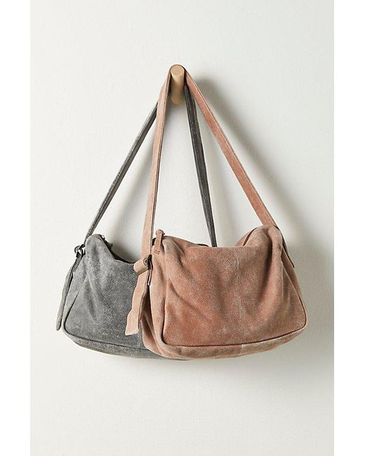 Free People Gray Replay Leather Shoulder Bag
