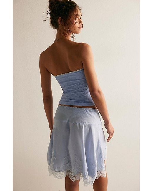 Intimately By Free People Blue Something Satin Mini Slip Skirt By