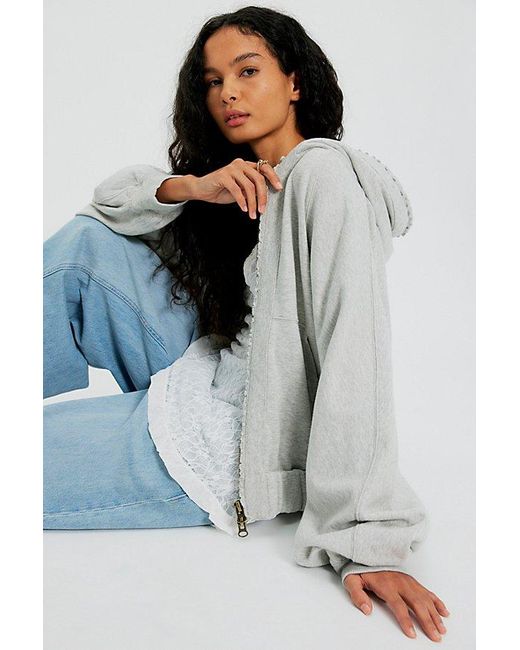 Free People Gray Gotta Go Zip-Up