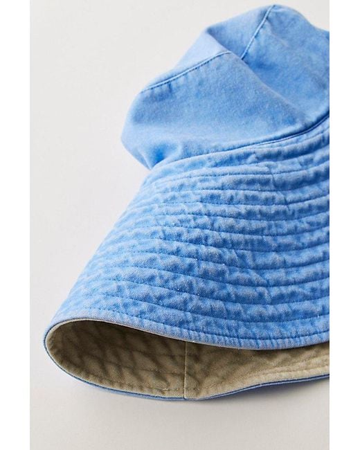 Free People Blue Oversized Washed Bucket Hat