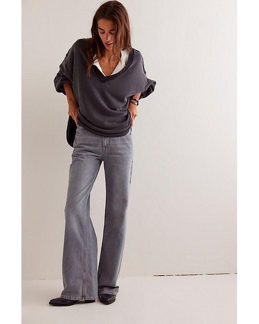 Free People Brown We The Free Venice V-Neck Sweatshirt