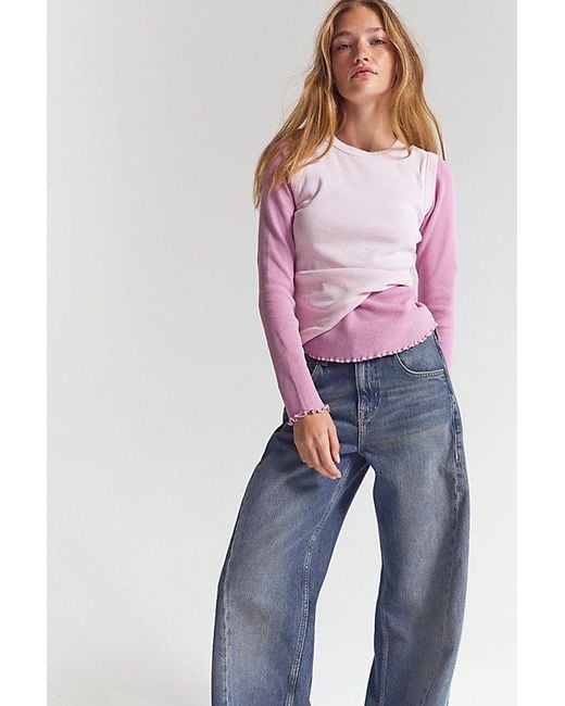 Free People Pink Easy Does It Long Sleeve Tee
