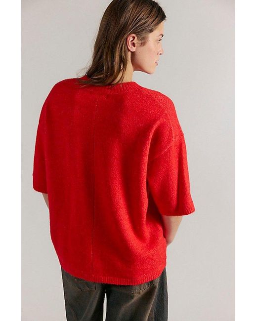 Free People Red Margot Softspun Sweater Tee