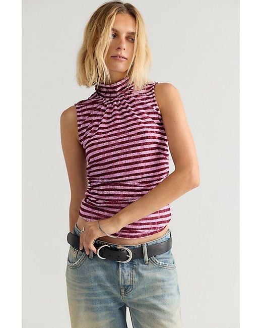 Free People Red Waverly Top
